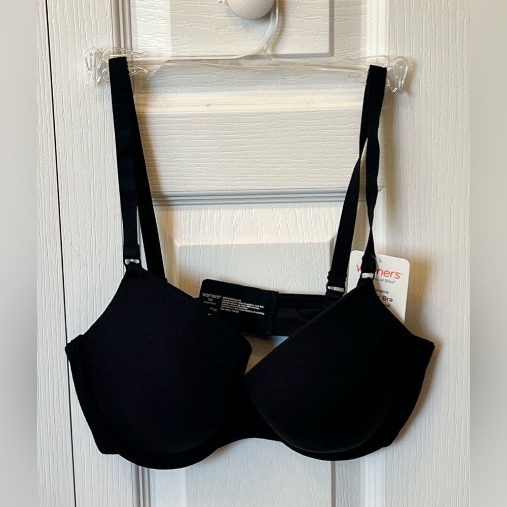 Warner's Woman's Lightly Lined Under-Wire Bra Black T-Shirt Bra Size 34D NWT